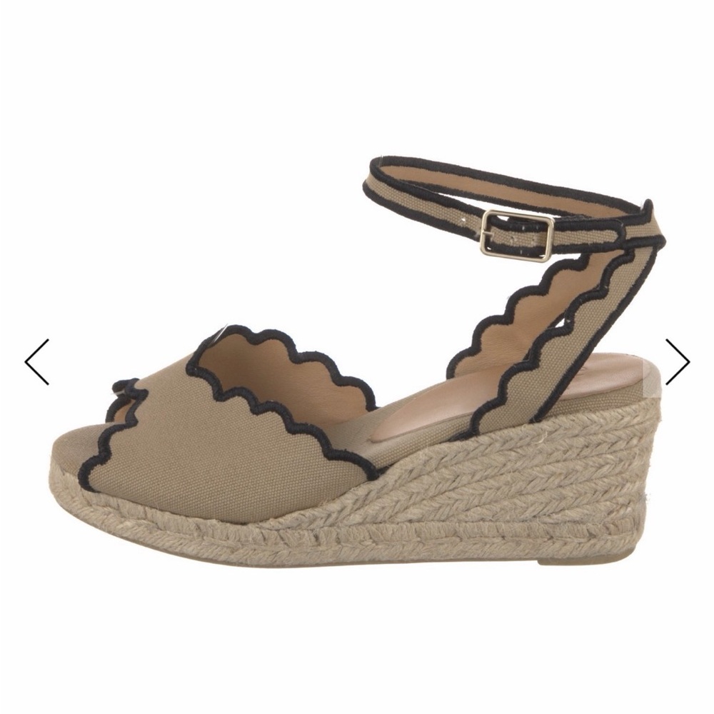 EUC Castañer Scallop edged Canvas Espadrilles sz US 6.5/EU 38